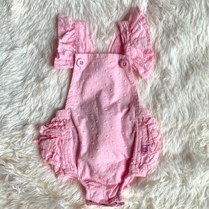Ruffle Butts Baby Girl Pink Flutter Sleeve Romper